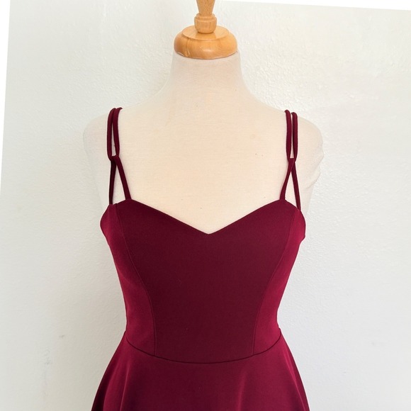 B. Darlin Fit and Flare Dress Sz 7/8 Burgundy Sweetheart Skater Cocktail - Picture 3 of 9